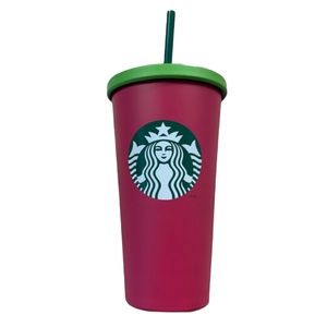 Starbucks Stainless Steel 2014 Tumbler Matte Hot Pink & Green - 16oz